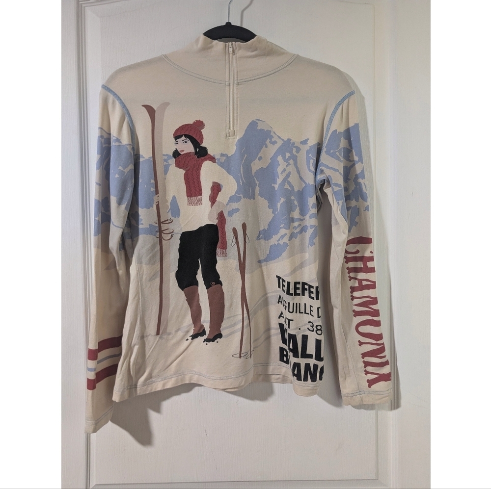 Neve | Chamonix Ski Graphic Quarter Zip In Cream